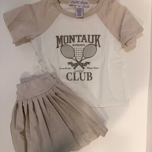 Montauk Tennis Club T-Shirt and Skirt Set and Beige Pant Set